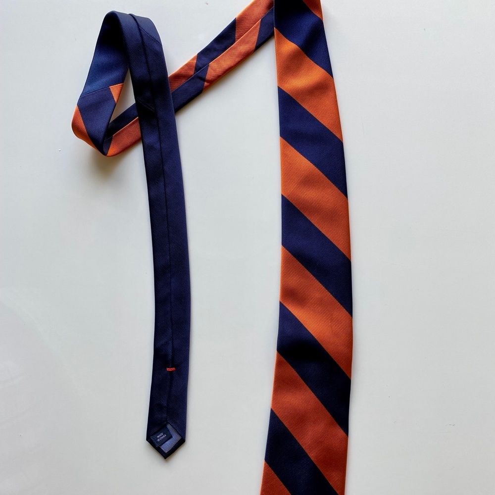 Tommy Hilfiger Navy Blue and Orange Tie - Picture 3 of 3